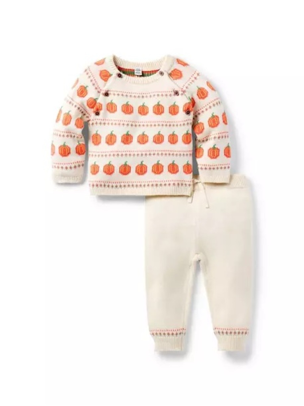 Janie and Jack Baby Pumpkin Fair Isle Matching Sweater Set 6-12 Months
